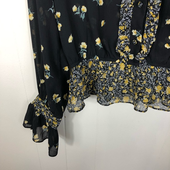 re-named Floral Chiffon Peasant Top Sz M - Picture 9 of 11